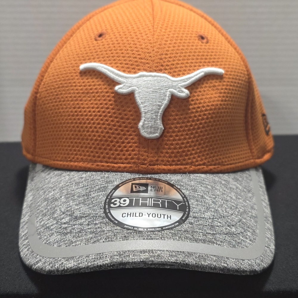 Texas Longhorns New Era 39THIRTY Orange Gray White Youth Hat Cap NWT